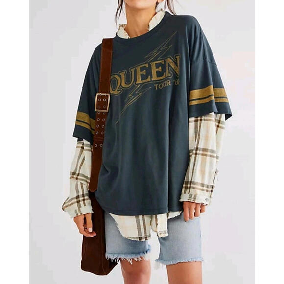 Other - FREE PEOPLE DAYDREAMER Shirt Womens OS Black Vintage Queen Tour 80 Tee Graphic